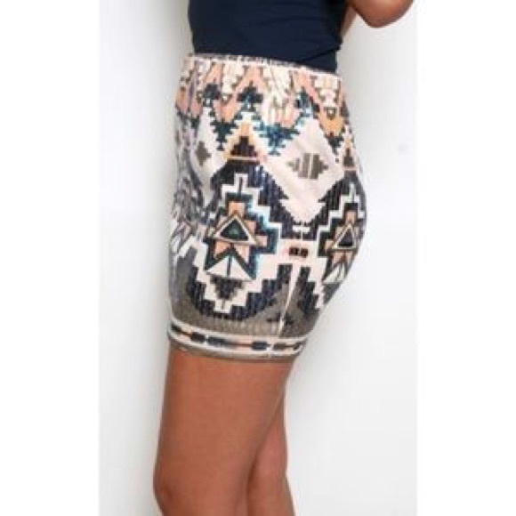 Sale! Sequin Aztec tribal mini skirt - Picture 2 of 7